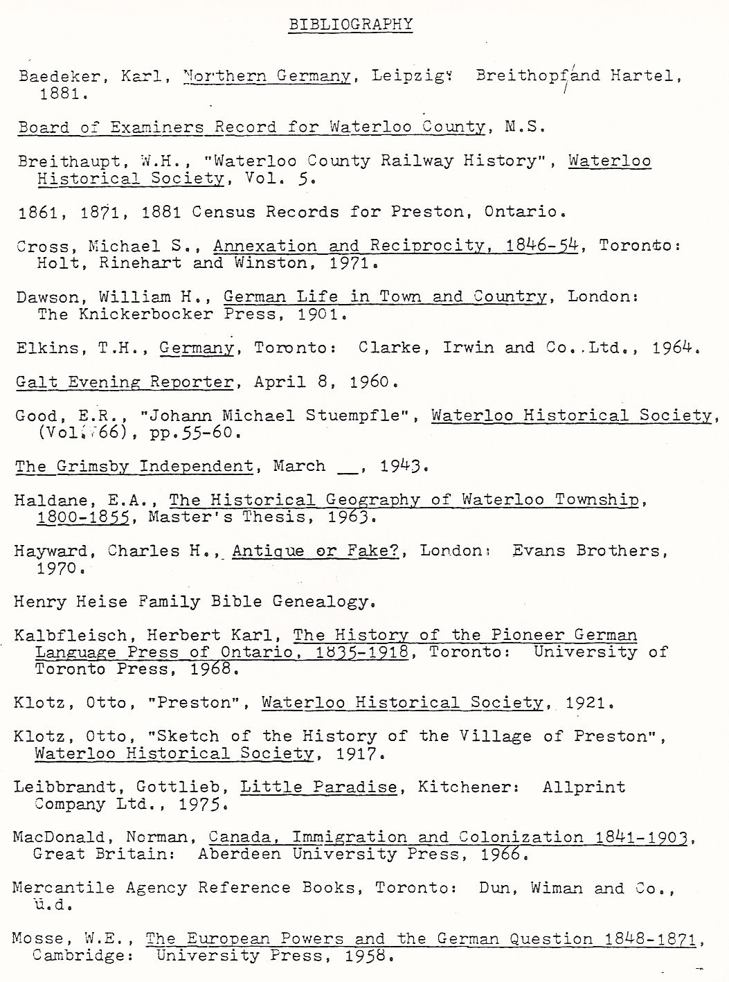 History essay bibliography